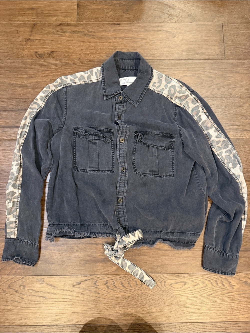 Vintage Havana Leopard Button Up Distressed Jacket Size Small - C31-059